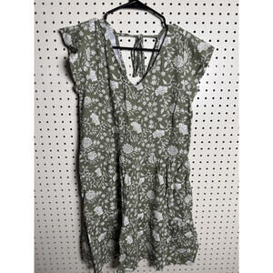 Olive Green Floral Print Dress Size Small